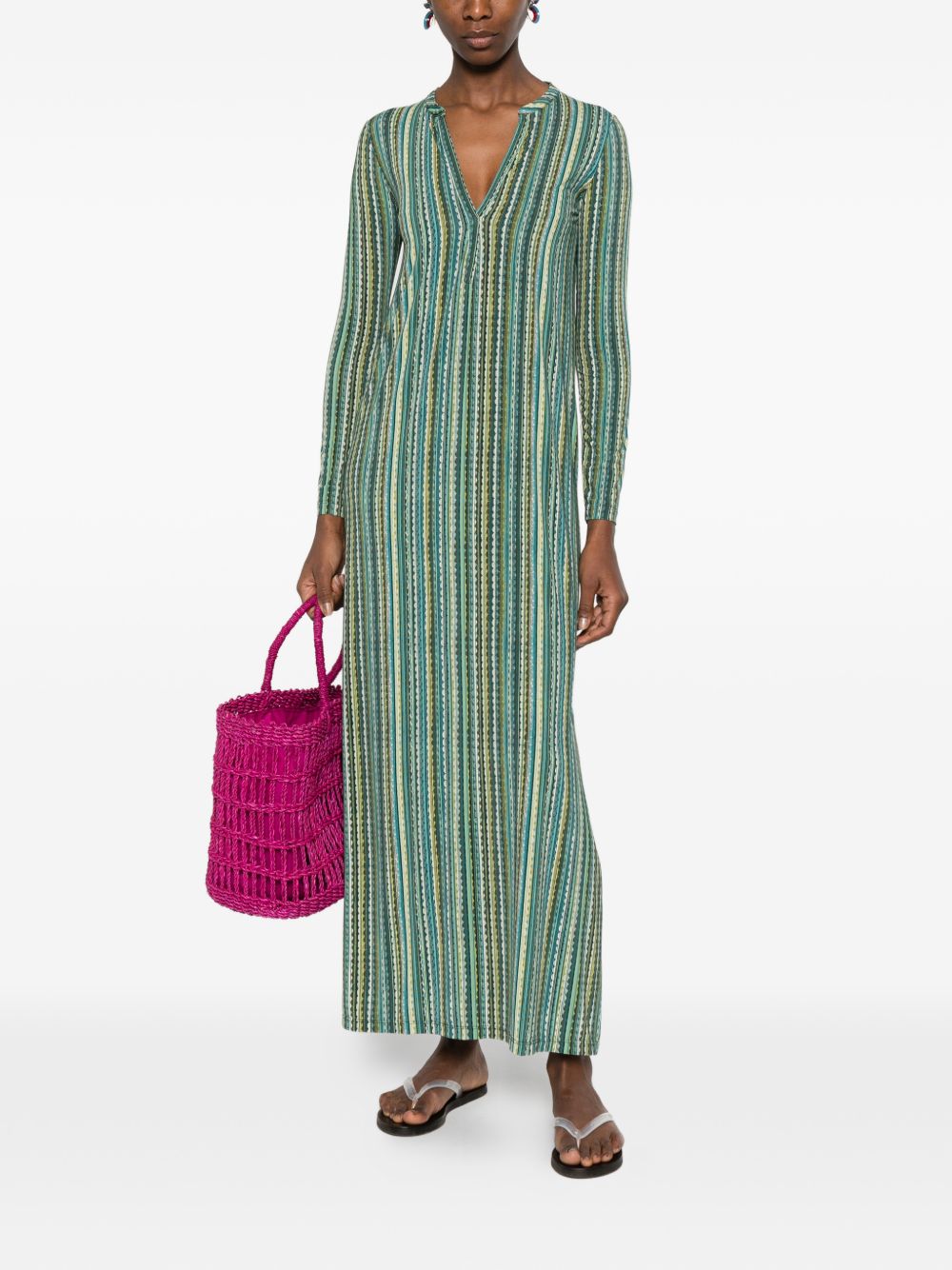 Siyu V-neck long sleeves split hem Baez kaftan dress