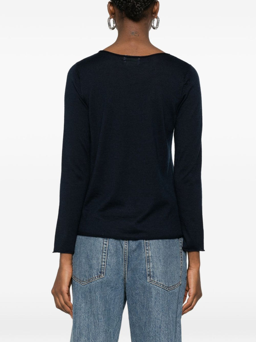Beyou Navy Cashmere Silk Blend Sweater For Women Luxurious Soft Warmth And Everyday Versatility