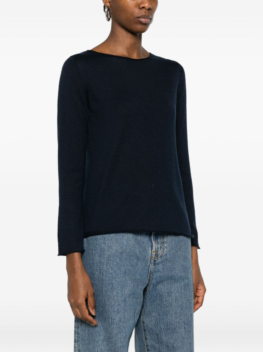 Beyou Navy Cashmere Silk Blend Sweater For Women Luxurious Soft Warmth And Everyday Versatility