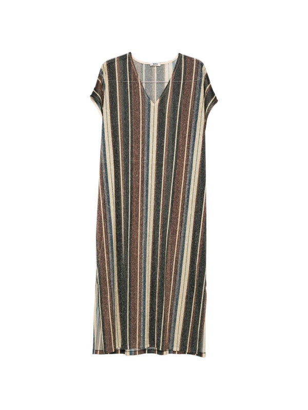 Siyu V-neck side slit Zoe striped kaftan dress