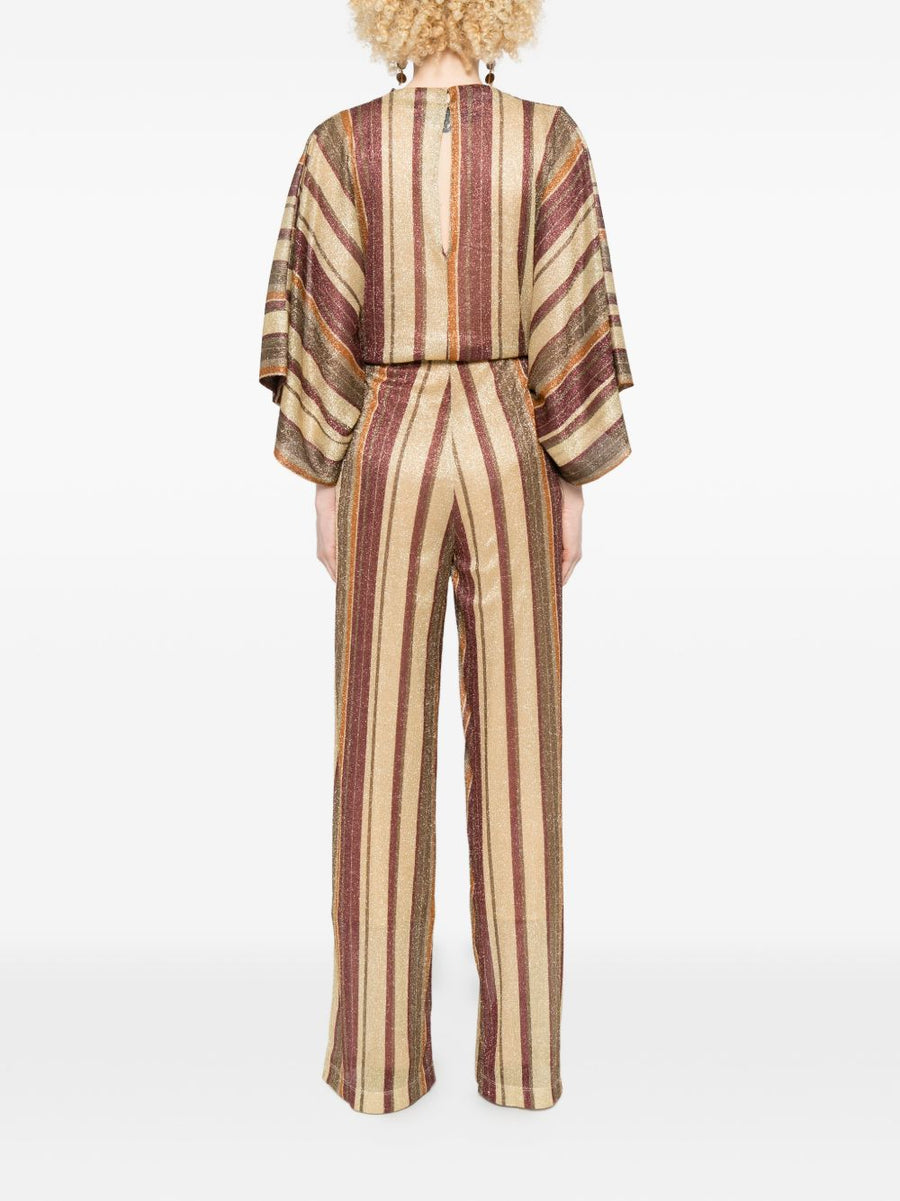 Siyu Striped Jumpsuit For Women Bold Multicolor Pattern With VNeck Tie Belt And Wide Leg Effortless Styling