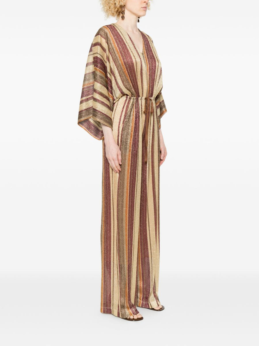 Siyu Striped Jumpsuit For Women Bold Multicolor Pattern With VNeck Tie Belt And Wide Leg Effortless Styling