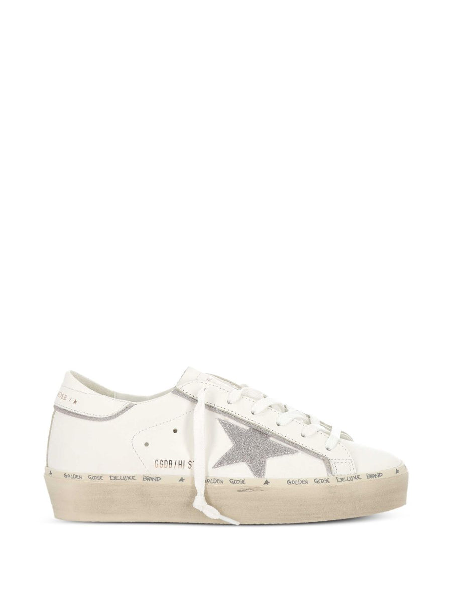 Golden Goose Hi Star Leather Sneakers For Women White Calf Leather 3cm Heel Luxury Lace Up