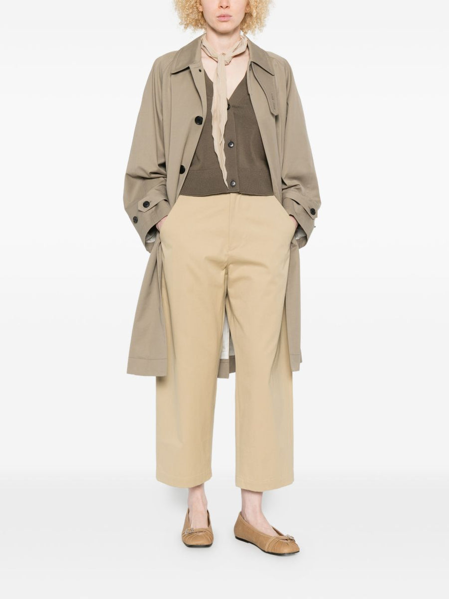 Nicholson And Nicholson Cotton Trousers For Women 100 Percent Cotton Beige Elastic Waistband Slip Pockets Comfort