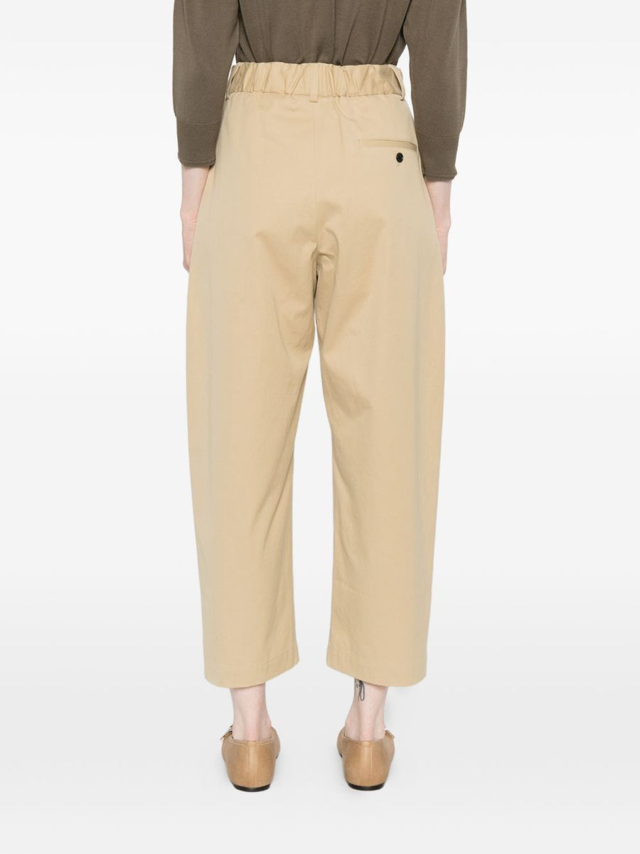 Nicholson And Nicholson Cotton Trousers For Women 100 Percent Cotton Beige Elastic Waistband Slip Pockets Comfort