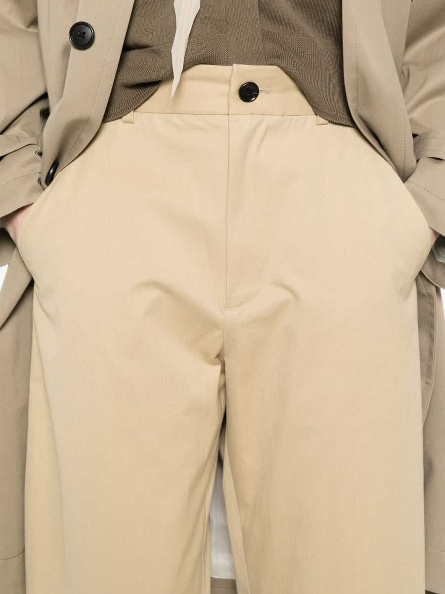 Nicholson And Nicholson Cotton Trousers For Women 100 Percent Cotton Beige Elastic Waistband Slip Pockets Comfort