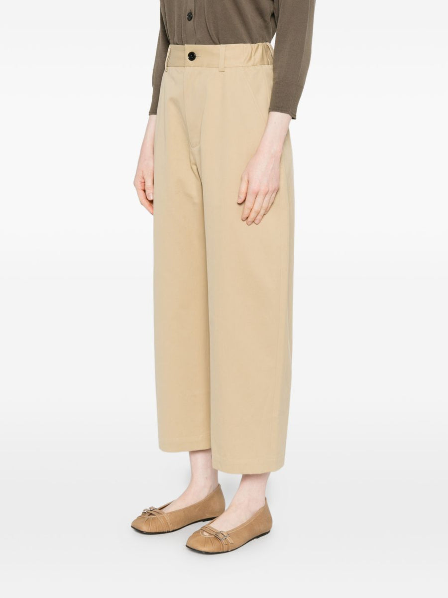 Nicholson And Nicholson Cotton Trousers For Women 100 Percent Cotton Beige Elastic Waistband Slip Pockets Comfort