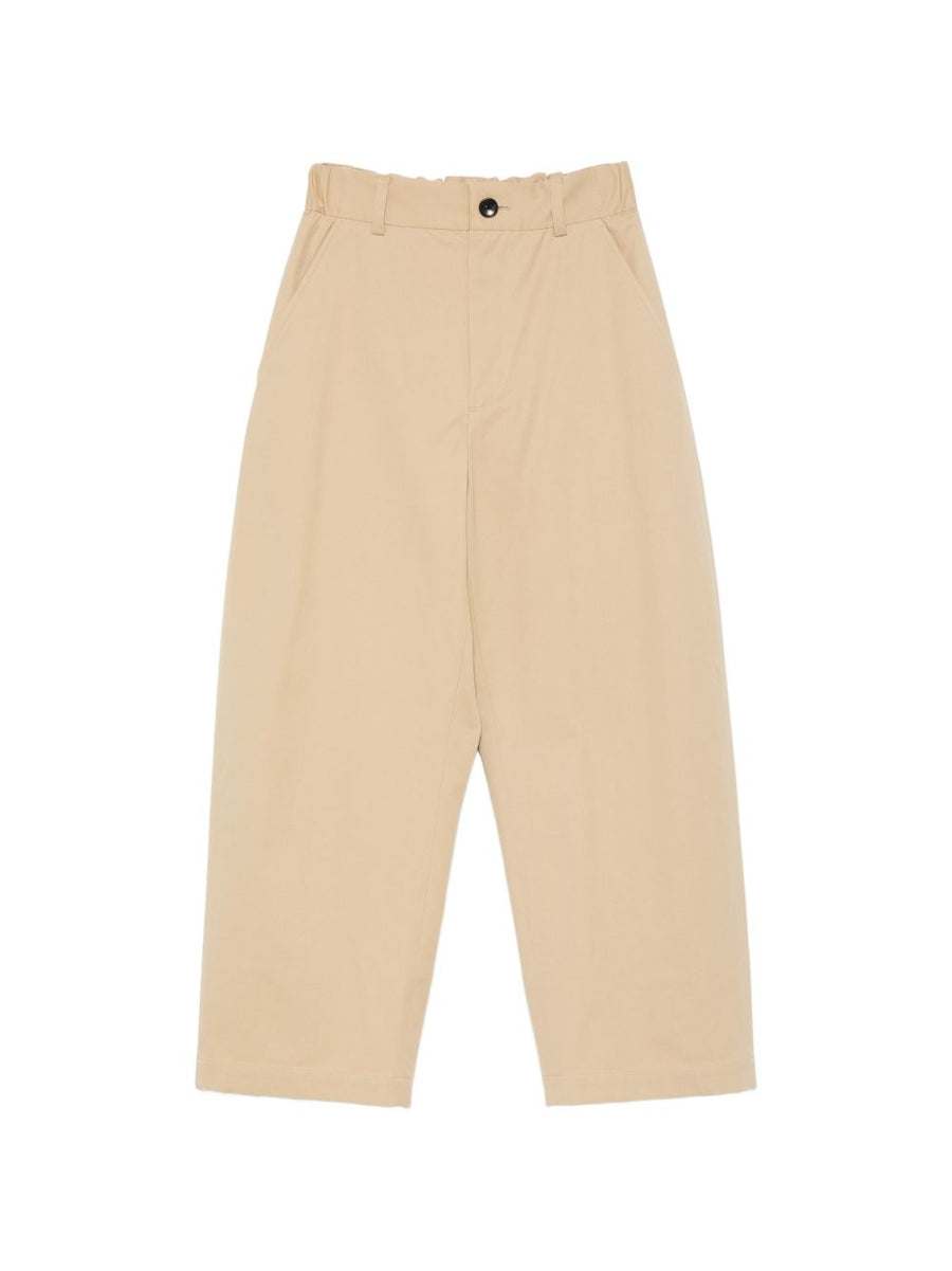 Nicholson And Nicholson Cotton Trousers For Women 100 Percent Cotton Beige Elastic Waistband Slip Pockets Comfort