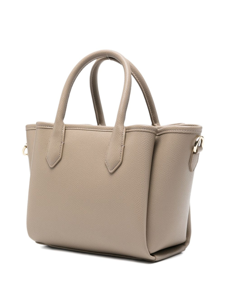 Emporio Armani Small Grey Shopper Bag For Women With Premium Gold Hardware Logo Plaque And Detachable Strap