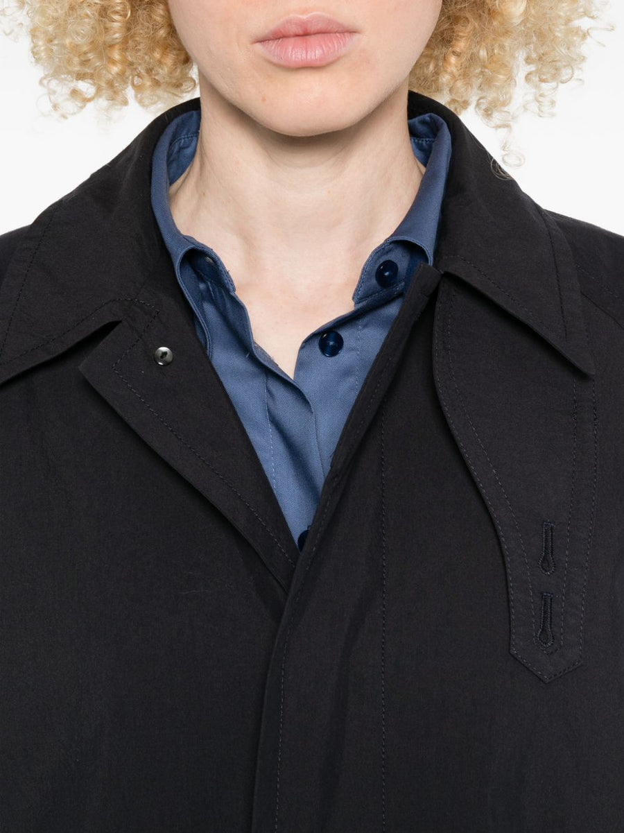 Nicholson And Nicholson Navy Cotton Nylon Coat For Women Versatile Spring Summer Outerwear