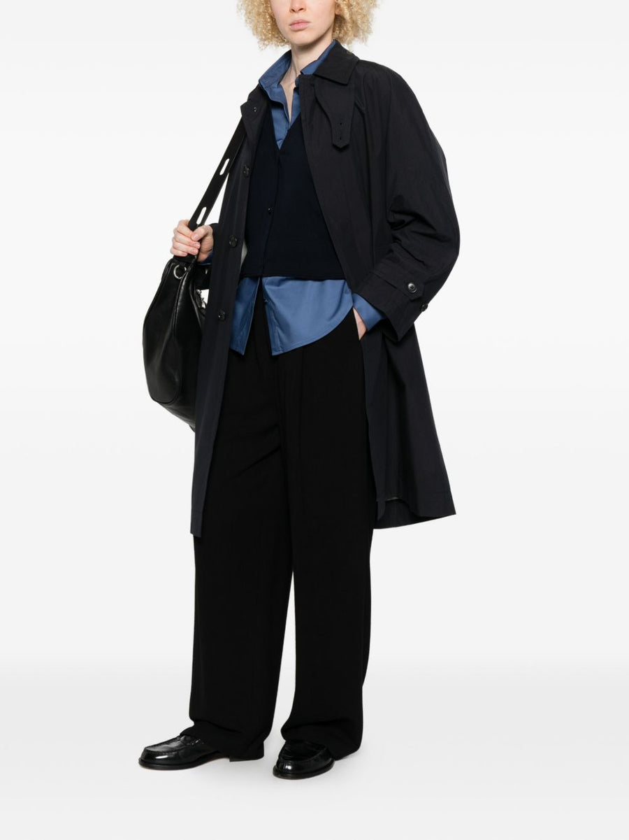Nicholson And Nicholson Navy Cotton Nylon Coat For Women Versatile Spring Summer Outerwear