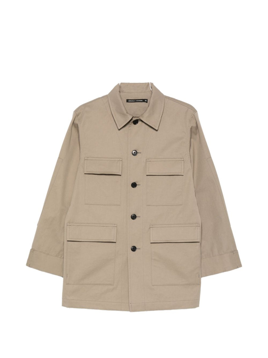 Nicholson & Nicholson Cotton Jacket For Women Timeless Khaki Green Button Closure Pockets Everyday Versatility
