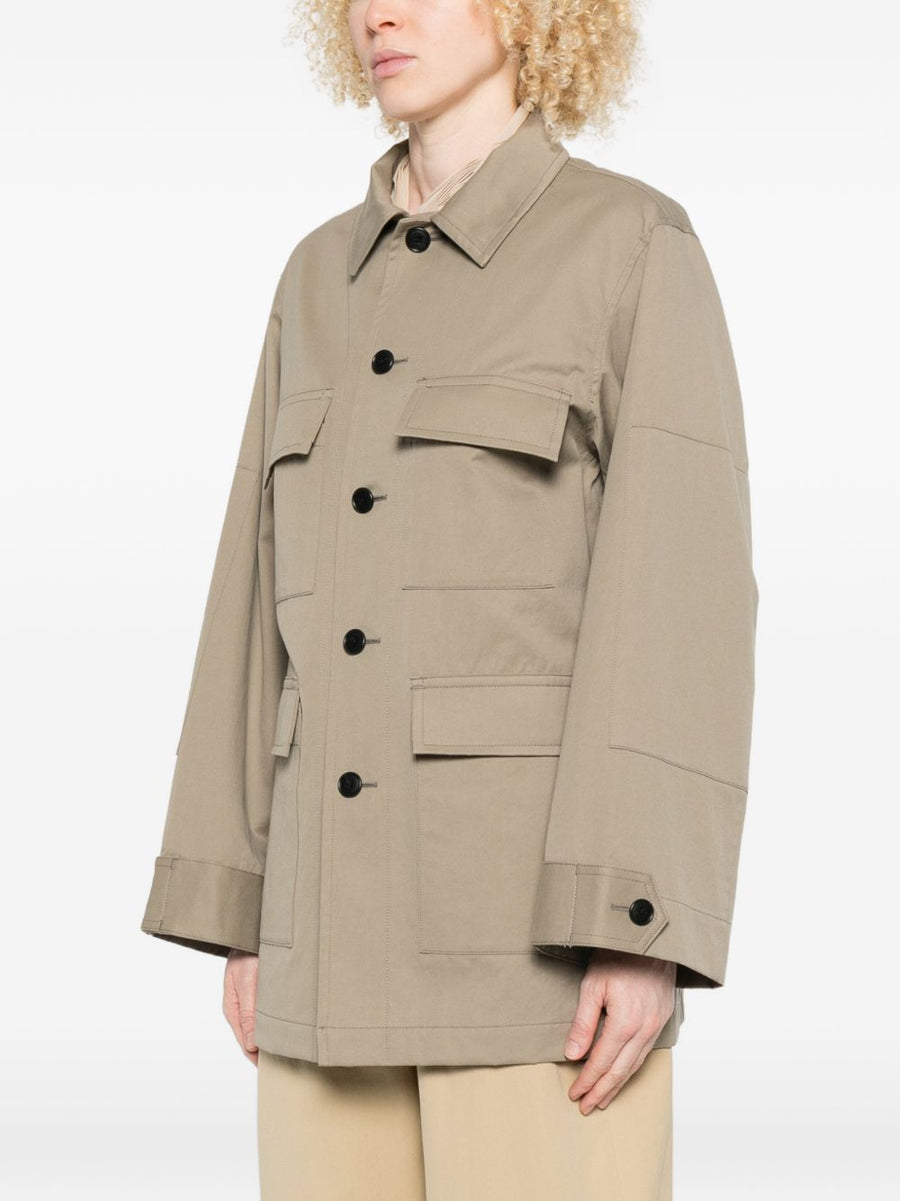 Nicholson & Nicholson Cotton Jacket For Women Timeless Khaki Green Button Closure Pockets Everyday Versatility