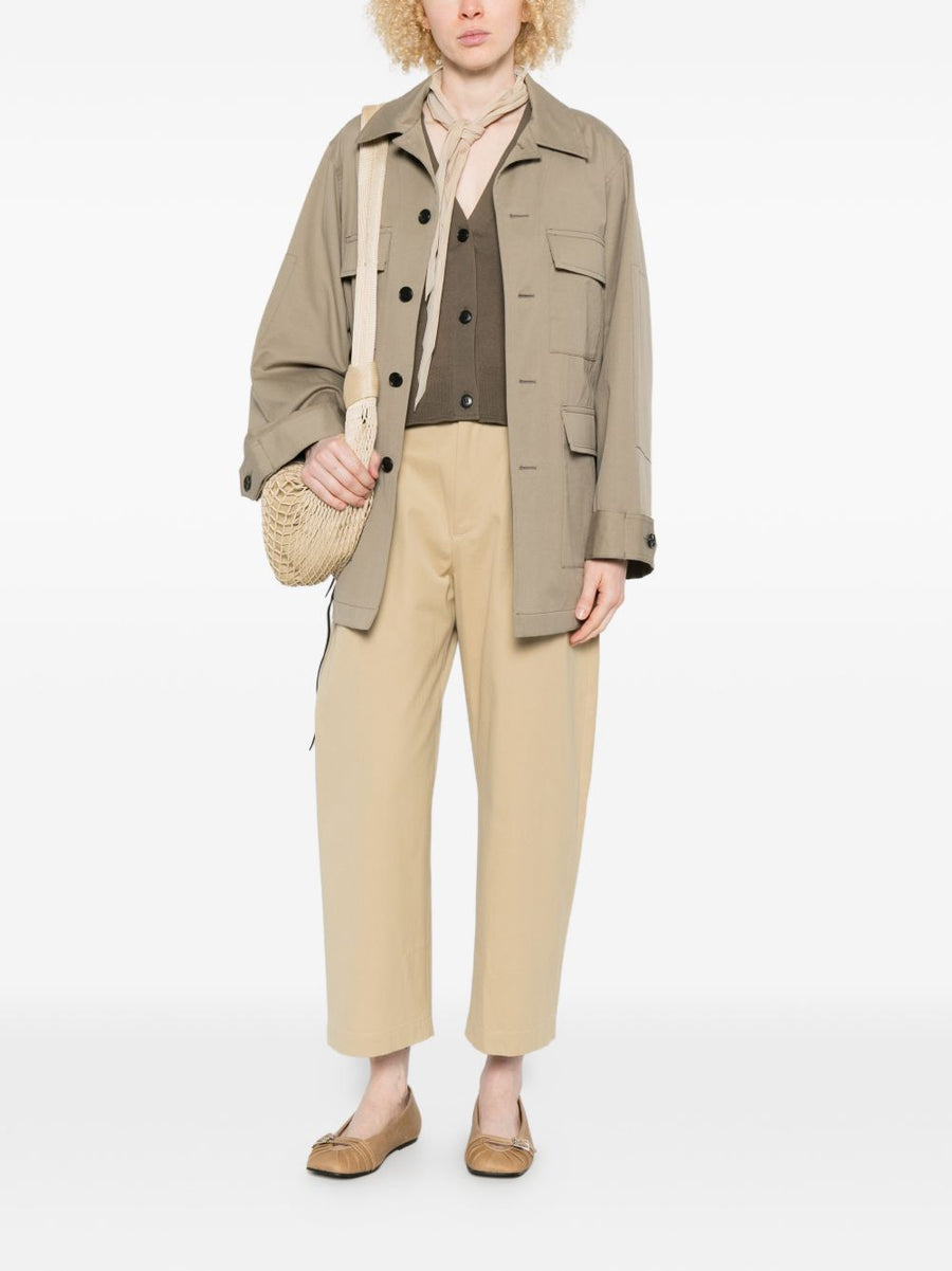 Nicholson & Nicholson Cotton Jacket For Women Timeless Khaki Green Button Closure Pockets Everyday Versatility