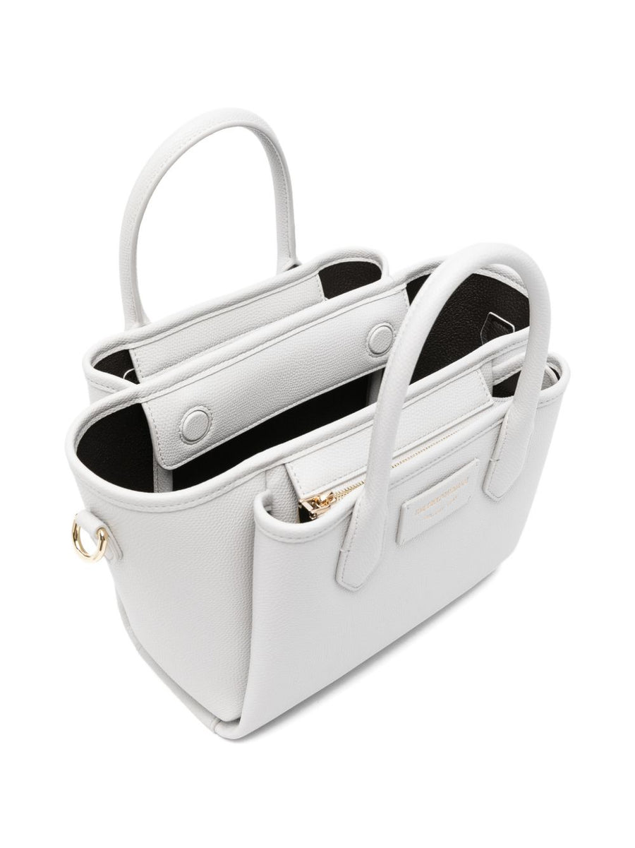 Emporio Armani Small Shopper Grey PU Leather With Top Handles And Detachable Strap For Everyday Women Luxury