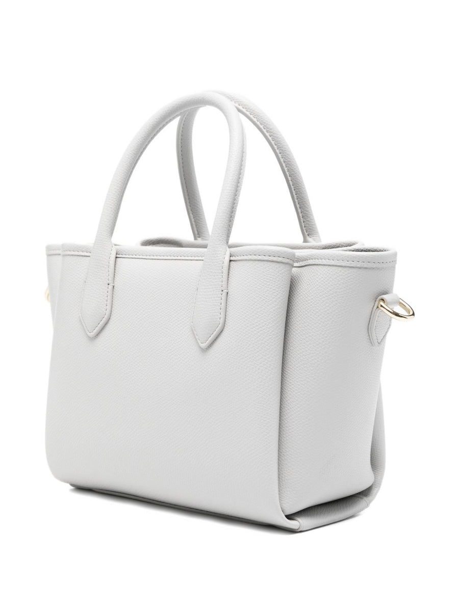 Emporio Armani Small Shopper Grey PU Leather With Top Handles And Detachable Strap For Everyday Women Luxury