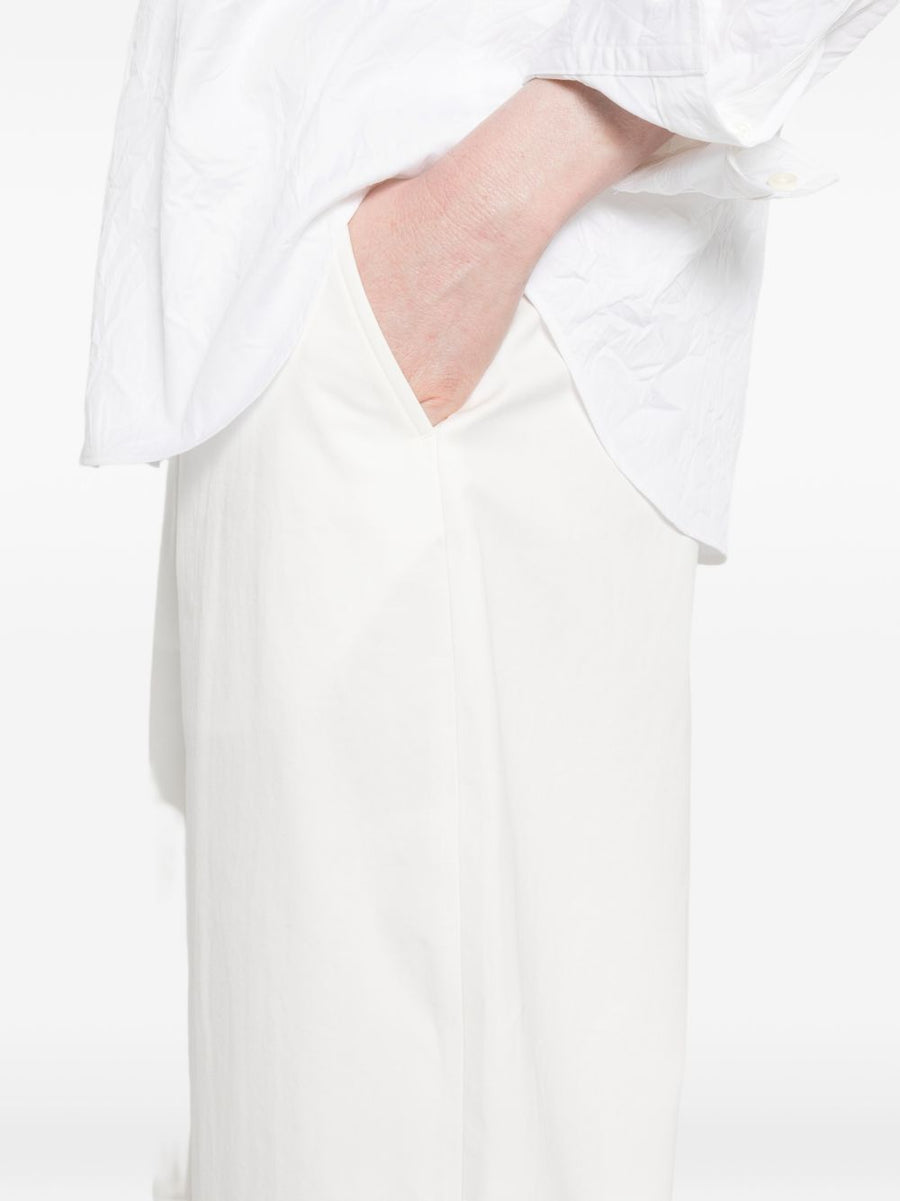 Cotton Trousers For Women Nicholson & Nicholson White 100% Cotton With Elastic Waistband