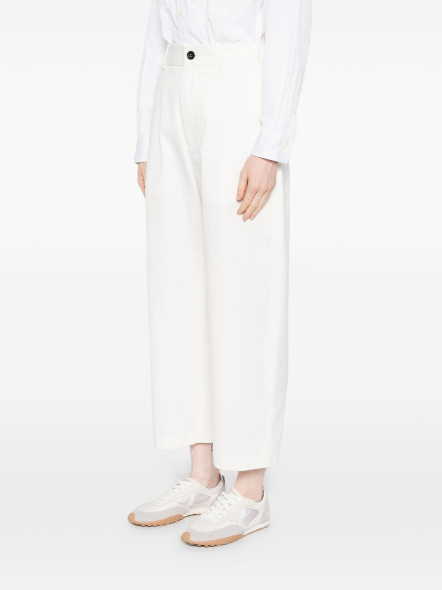 Cotton Trousers For Women Nicholson & Nicholson White 100% Cotton With Elastic Waistband