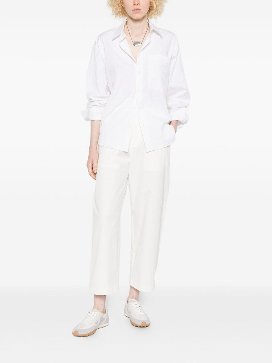 Cotton Trousers For Women Nicholson & Nicholson White 100% Cotton With Elastic Waistband
