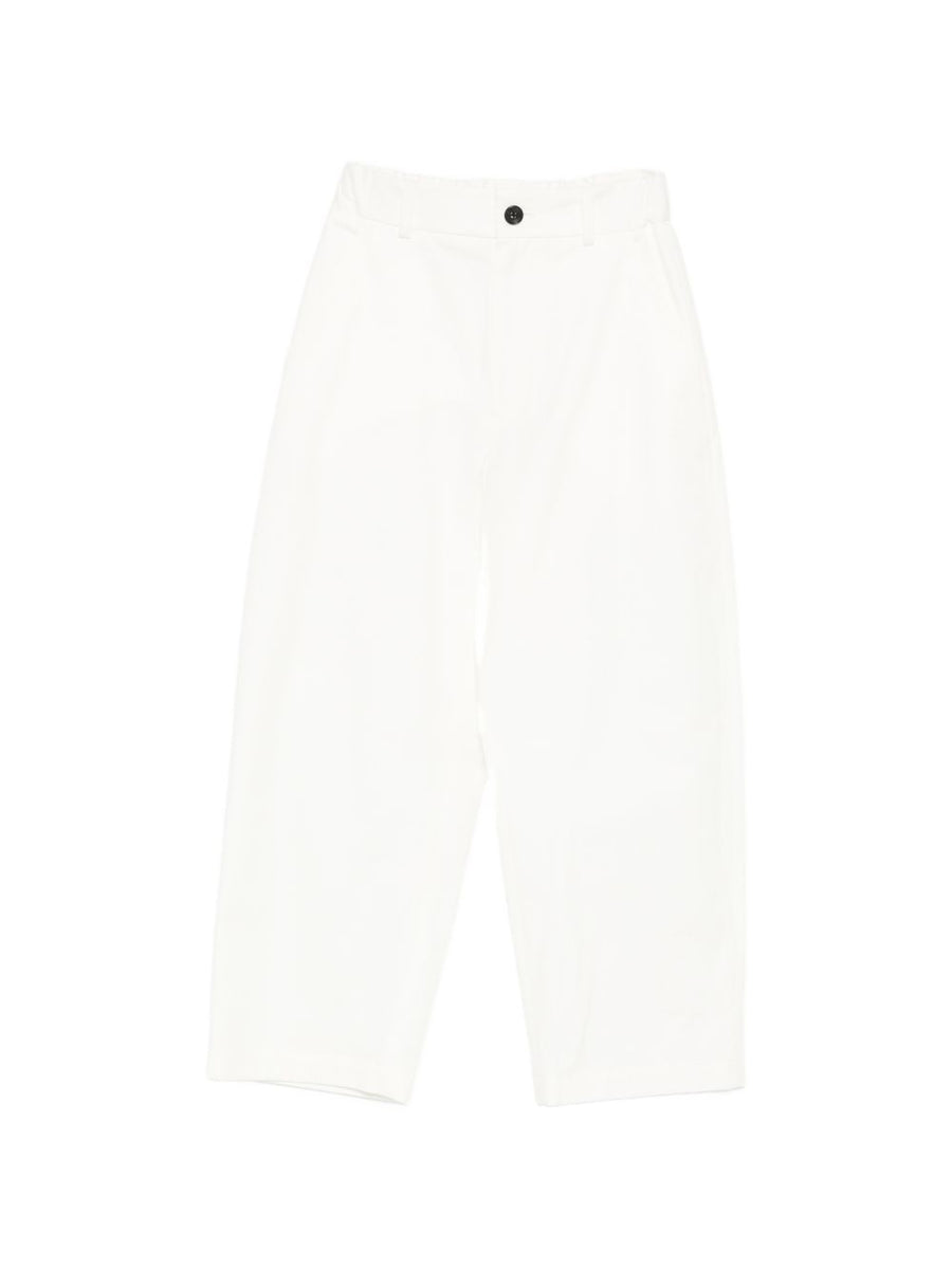 Cotton Trousers For Women Nicholson & Nicholson White 100% Cotton With Elastic Waistband