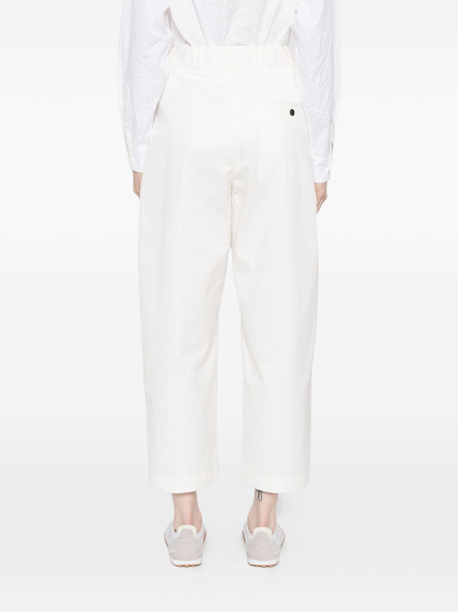 Cotton Trousers For Women Nicholson & Nicholson White 100% Cotton With Elastic Waistband
