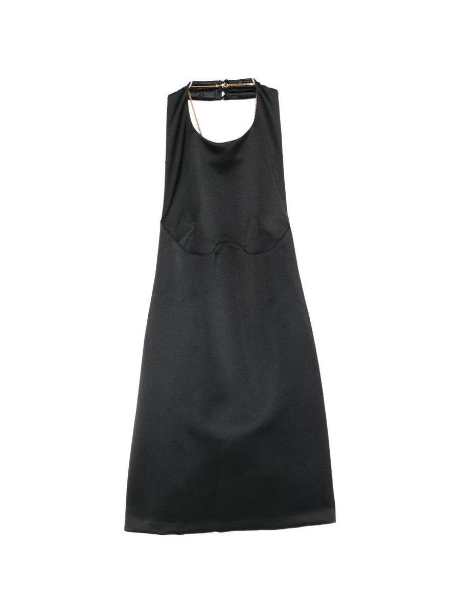 Elisabetta Franchi U Neck Mini Dress for Women Sleek Black Halter Evening Wear Edition
