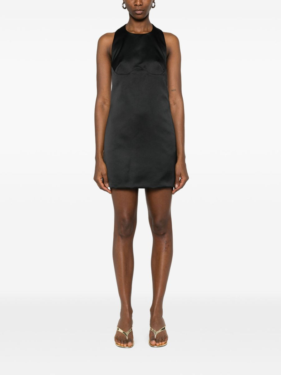 Elisabetta Franchi U Neck Mini Dress for Women Sleek Black Halter Evening Wear Edition