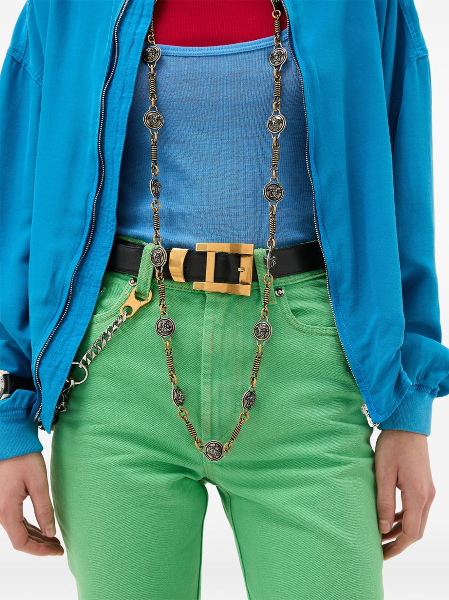 Versace Leather Belt For Women Calf Leather With Signature Logo Buckle Timeless Designer Accessory