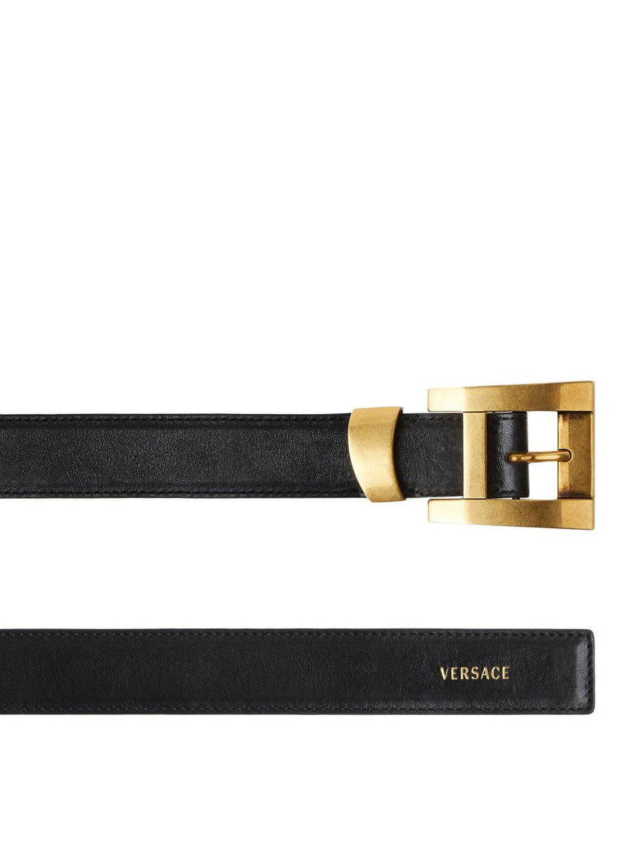 Versace Leather Belt For Women Calf Leather With Signature Logo Buckle Timeless Designer Accessory