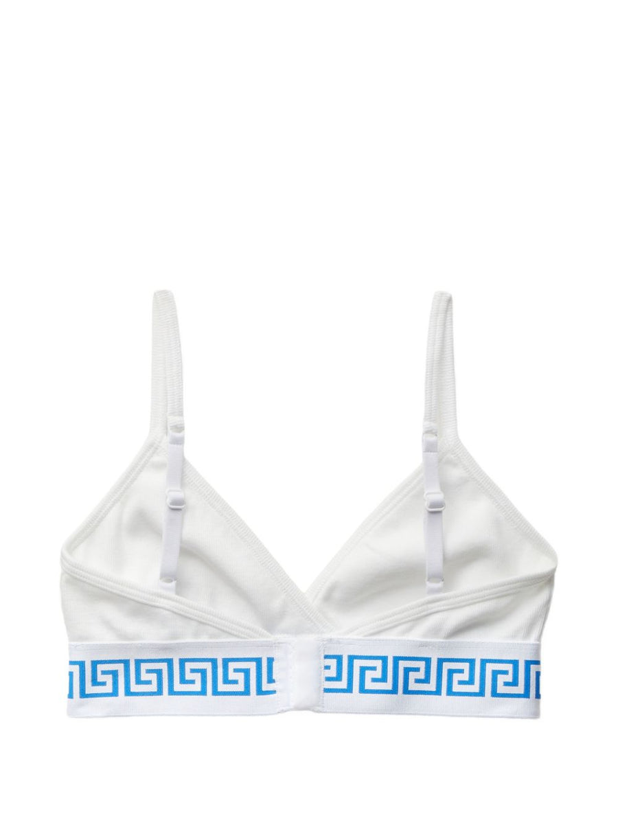 Versace Cotton Triangle Bralette for Women Breathable Loungewear with Greca Jacquard Waistband and Medusa Motif