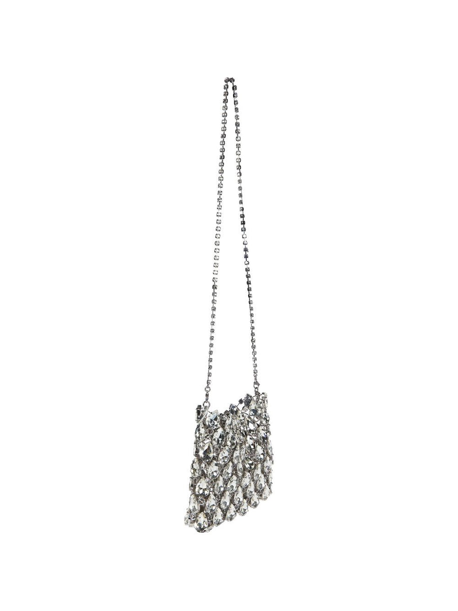 Self-Portrait Crystal Chainmail Mini Bag Crystal Embellished Chain Strap Evening Clutch For Women