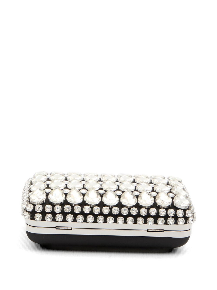 Self Portrait Crystal Clutch Bag For Women Black Satin Embellished Evening Accessory