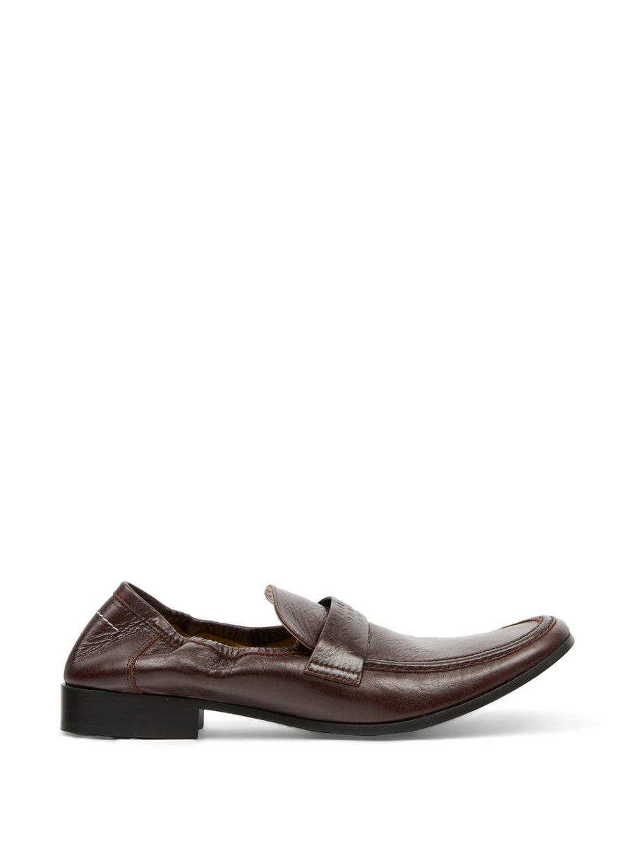 MM6 Maison Margiela Swing Toe Leather Loafers For Women Slip On Comfort Signature Stitch Timeless Luxury