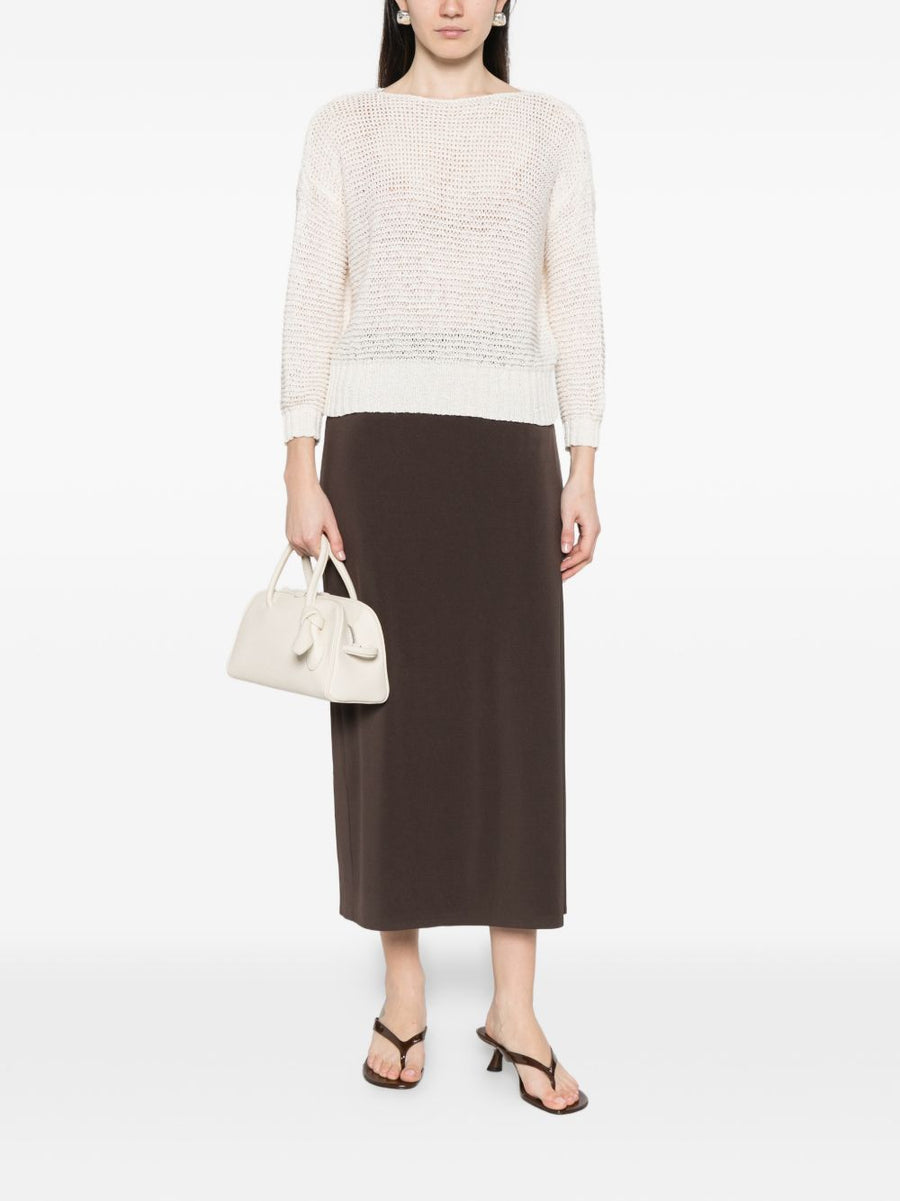 Base Womens Cotton Blend Knit Sweater With Boat Neck For Easy All Season Layering And Everyday Wear