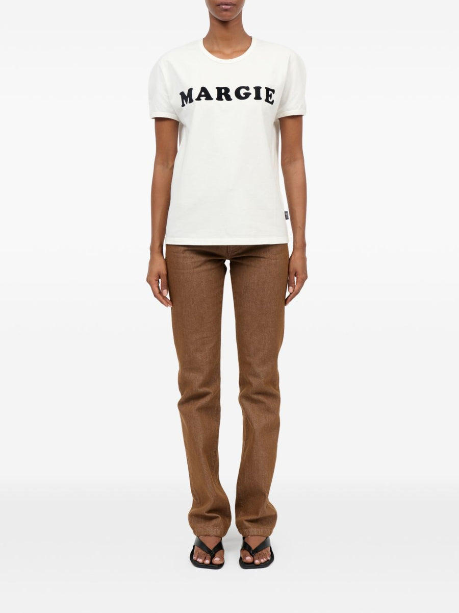 MM6 Maison Margiela Logo Cotton T Shirt Off White Arched Print