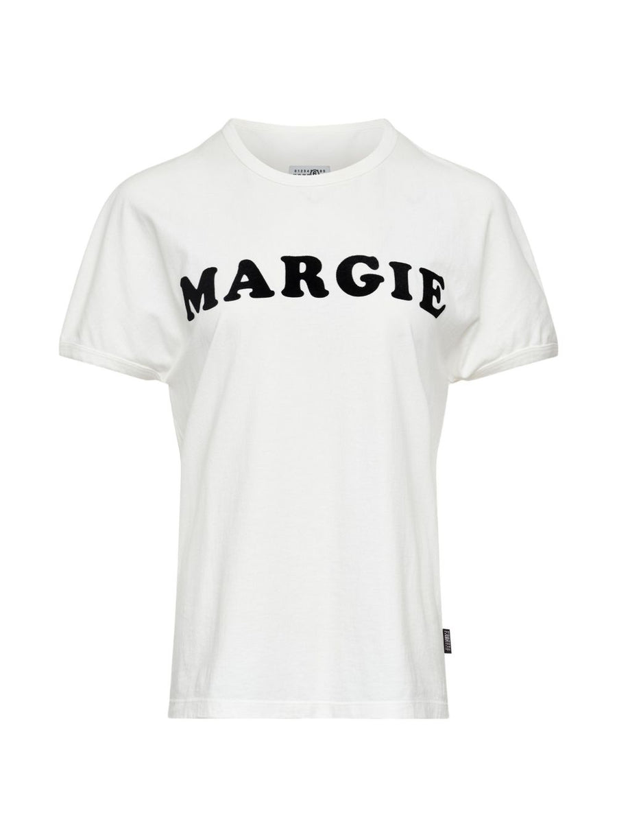 MM6 Maison Margiela Logo Cotton T Shirt Off White Arched Print
