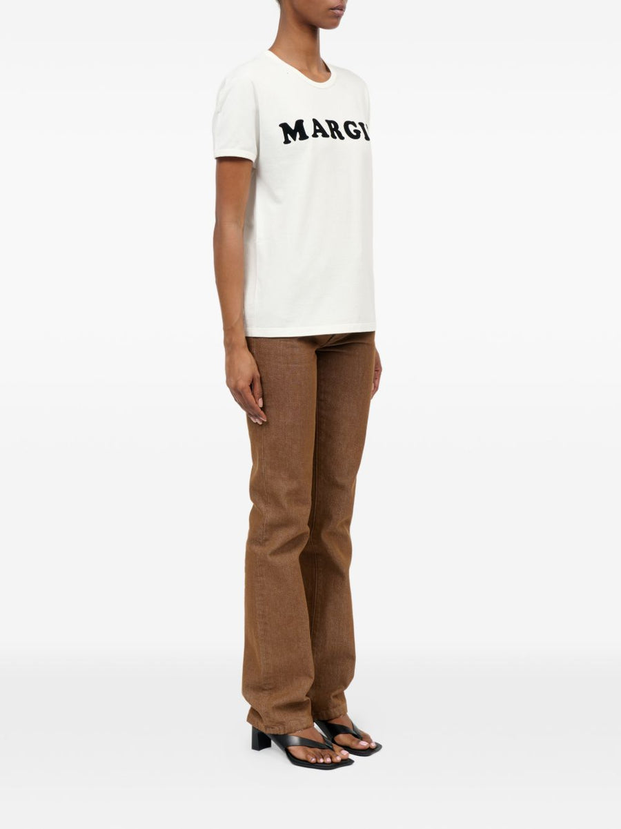MM6 Maison Margiela Logo Cotton T Shirt Off White Arched Print
