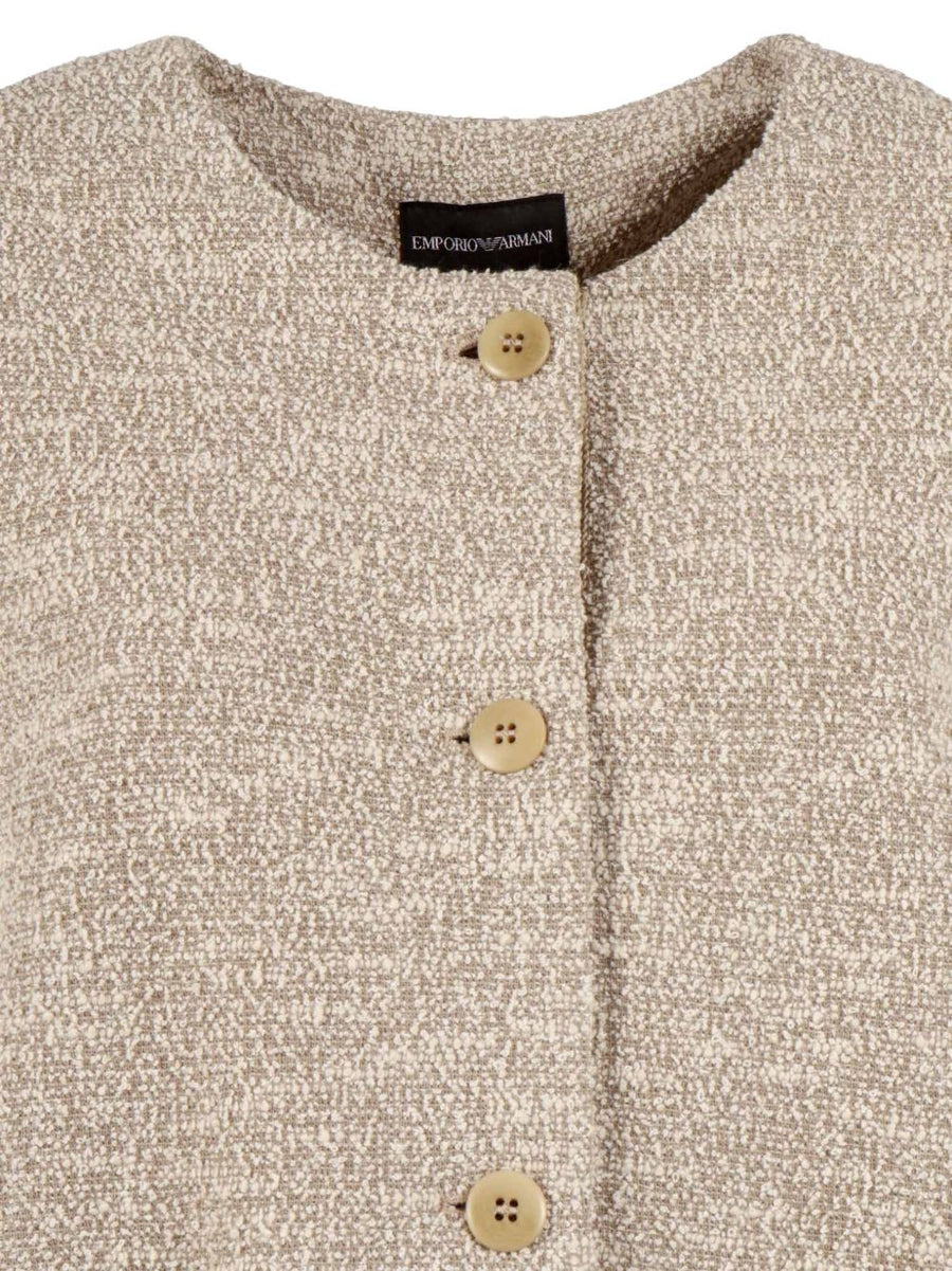 Emporio Armani Women's Cotton Blend Blazer Beige Button Closure Versatile Spring Summer Essential