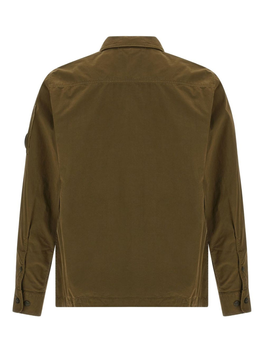 C.P. Company Organic Cotton Overshirt For Men With Front Zip Closure And Lens Detail Green