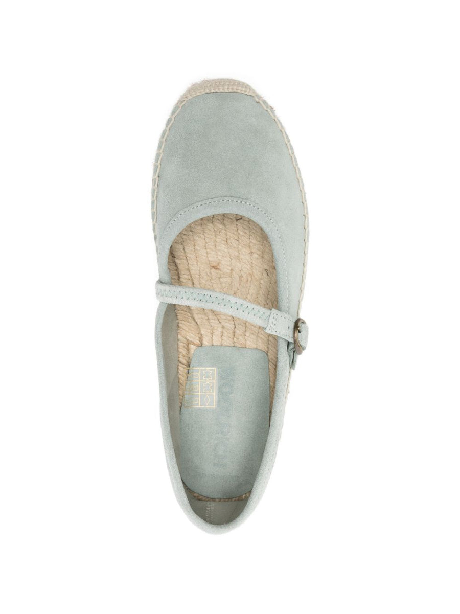 Woolrich Candela Espadrilles Light Blue Suede For Women Buckle Closure Ballet Flat Comfort