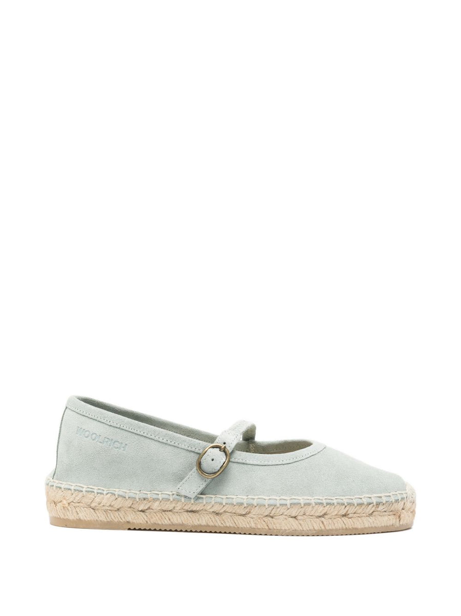 Woolrich Candela Espadrilles Light Blue Suede For Women Buckle Closure Ballet Flat Comfort