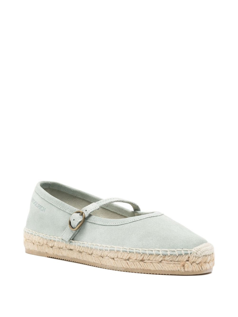 Woolrich Candela Espadrilles Light Blue Suede For Women Buckle Closure Ballet Flat Comfort