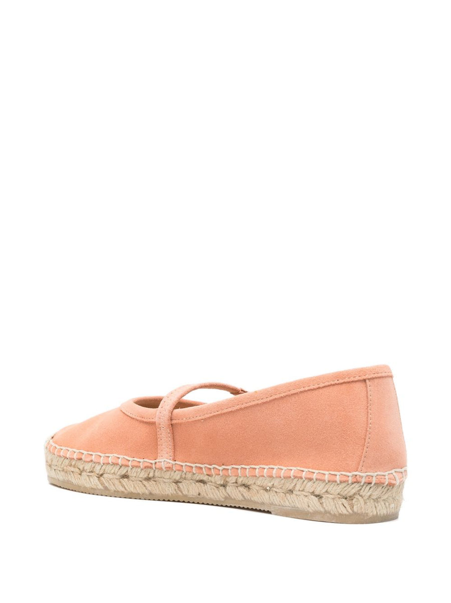 Woolrich Candela Suede Espadrilles for Women Pink Ballet Flats with Braided Sole Buckle Strap Casual Chic
