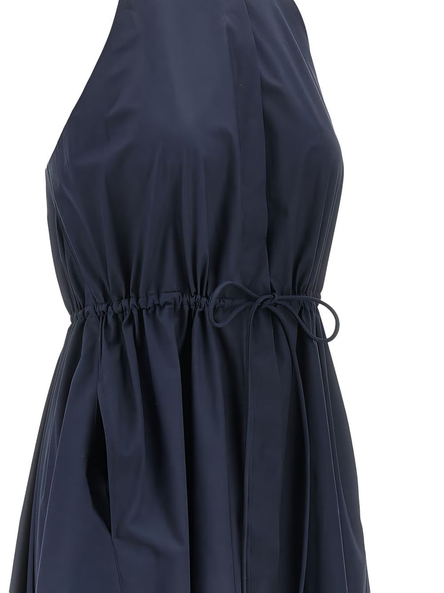 Emporio Armani Cotton Chemisier Dress For Women Navy 100 Percent Cotton Breathable Versatile Day To Night