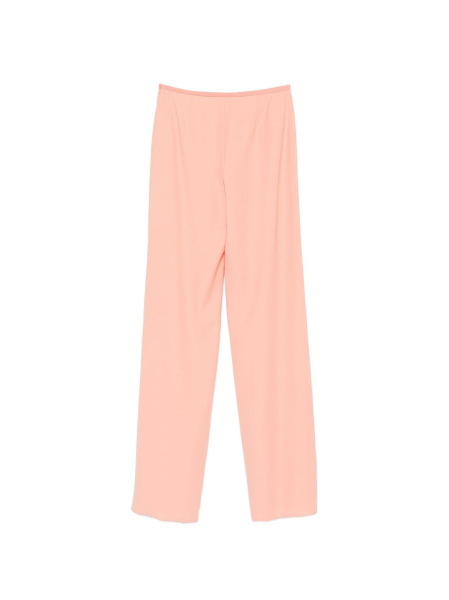 Emporio Armani Straight-Leg Trousers For Women High-Waisted Pink 100 Percent Polyester Premium Office Chic