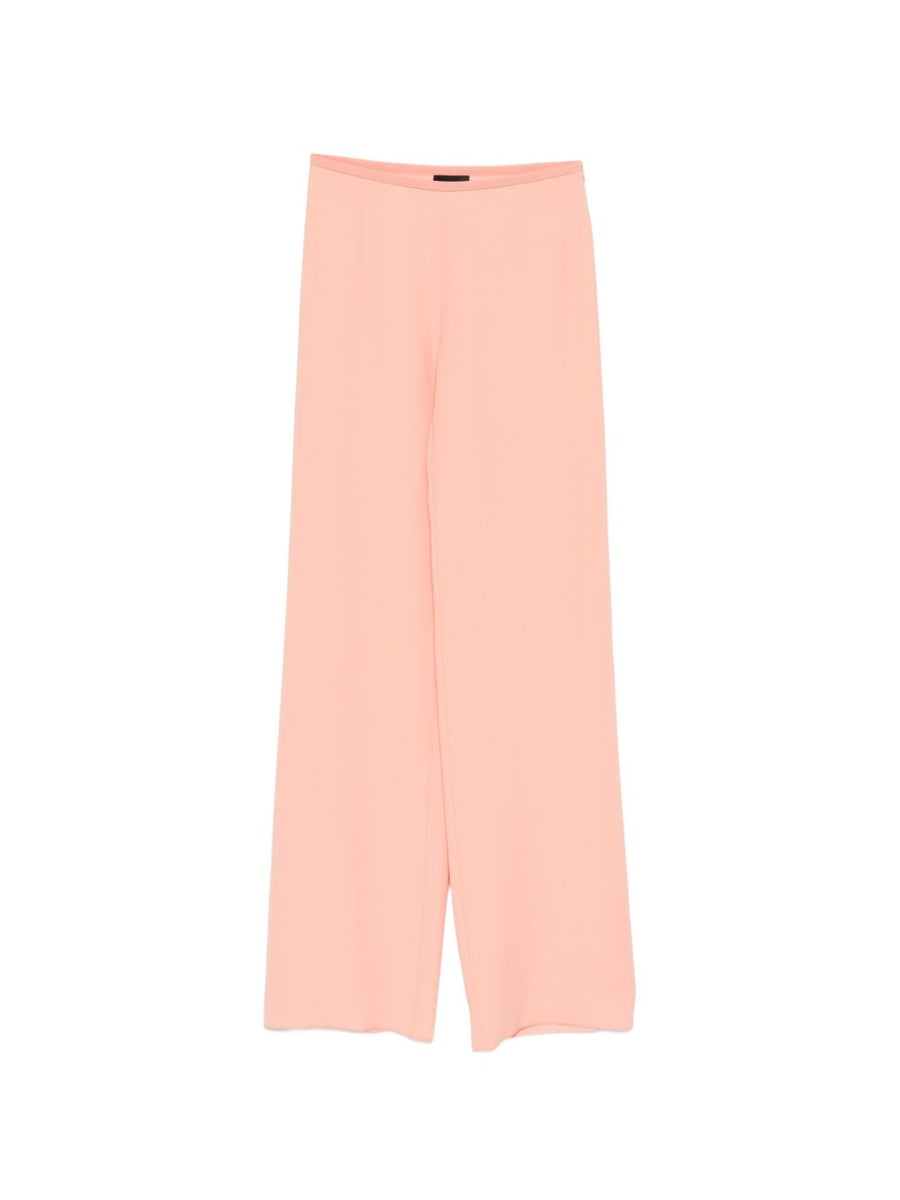 Emporio Armani Straight-Leg Trousers For Women High-Waisted Pink 100 Percent Polyester Premium Office Chic