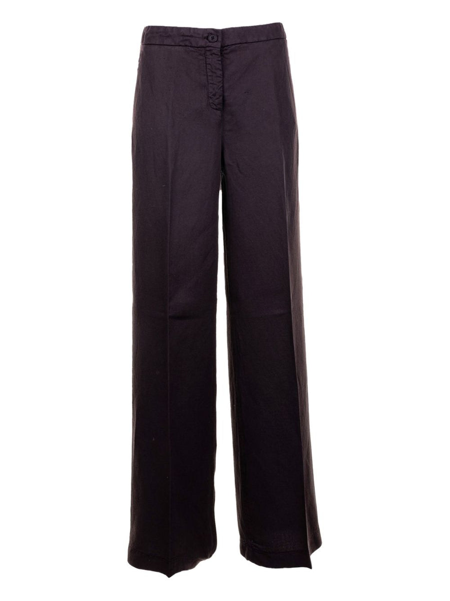 Via Masini 80 Linen Wide Leg Trousers For Women Breathable Professional Casual Wear Brown