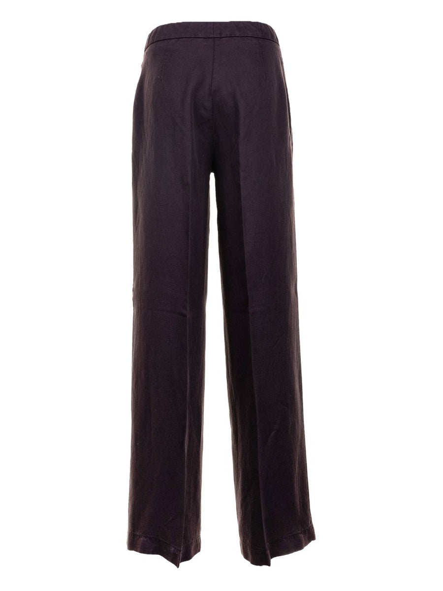 Via Masini 80 Linen Wide Leg Trousers For Women Breathable Professional Casual Wear Brown