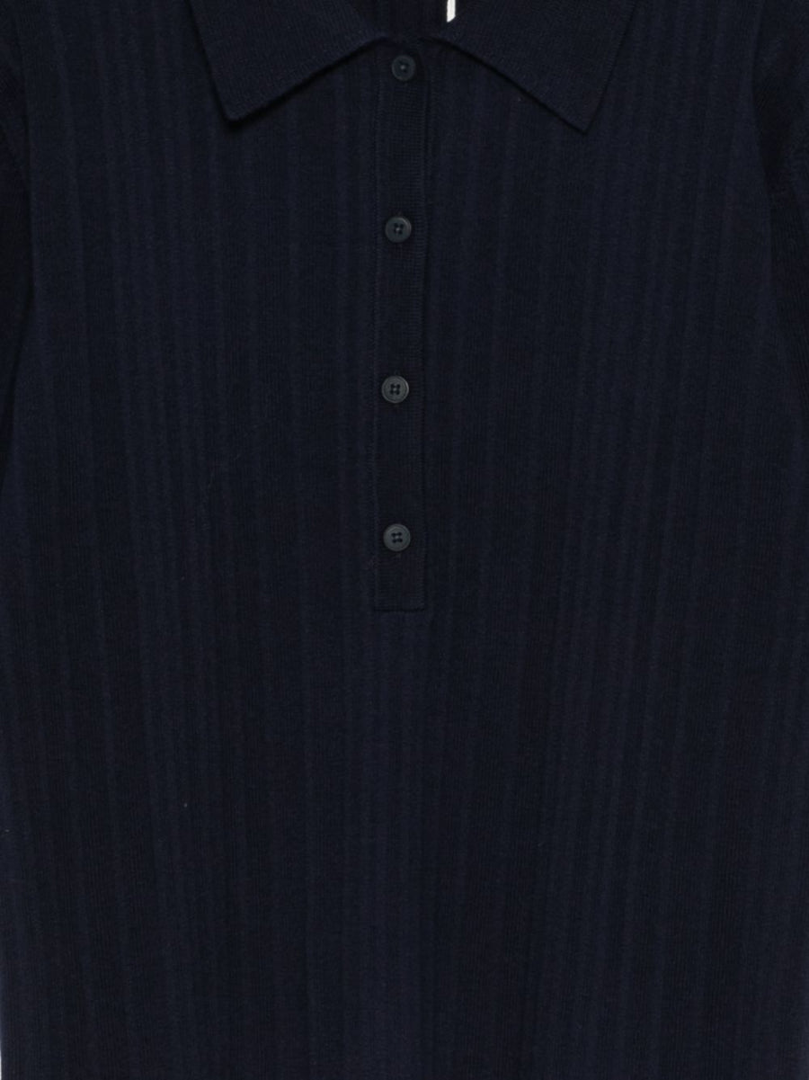 Closed Navy Polo Shirt For Women Premium Cotton Cashmere Wool Blend Ribbed Knit Polo