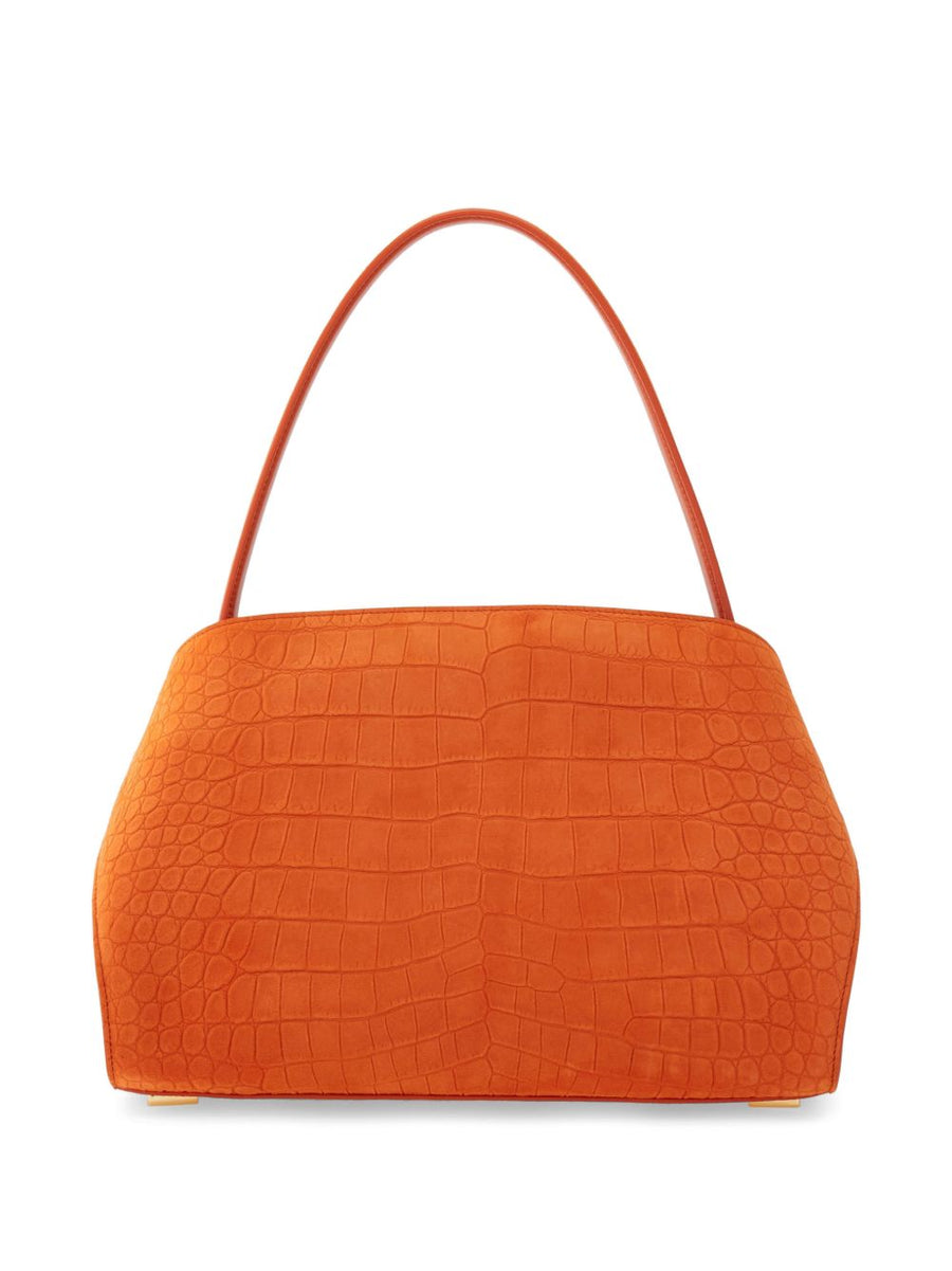 Ferragamo Hug Soft Shoulder Bag Orange Leather Tote for Women Compact Everyday Luxury